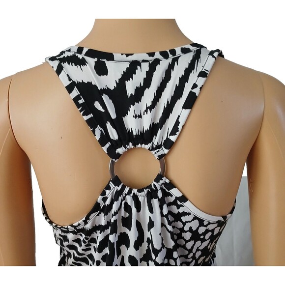 BCX Women's Medium Summer Black & White Ruffle Top Beachy Boho - Picture 11 of 16